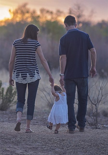 family walking